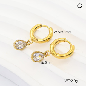 6E4004947vbpb-908  316 Pin 14K PVD Zircon  Stainless Steel Earrings
