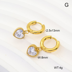 6E4004948bhva-908  316 Pin 14K PVD Zircon  Stainless Steel Earrings