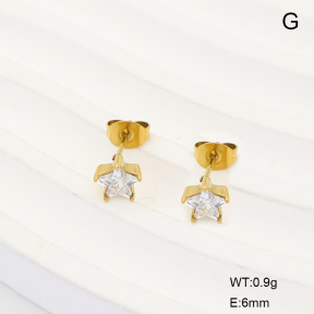 6E4004952ablb-908  316 Pin 14K PVD Zircon  Stainless Steel Earrings
