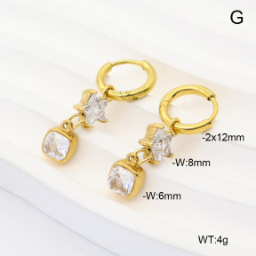 6E4004954vhkb-908  316 Pin 14K PVD Zircon  Stainless Steel Earrings