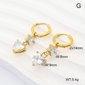 6E4004955ahlv-908  316 Pin 14K PVD Zircon  Stainless Steel Earrings