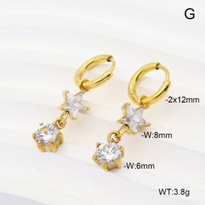 6E4004957vhkb-908  316 Pin 14K PVD Zircon  Stainless Steel Earrings