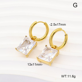 6E4004967ahjb-908  316 Pin 14K PVD Zircon  Stainless Steel Earrings
