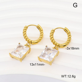 6E4004969ahlv-908  316 Pin 14K PVD Zircon  Stainless Steel Earrings