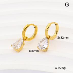6E4004970vbpb-908  316 Pin 14K PVD Zircon  Stainless Steel Earrings