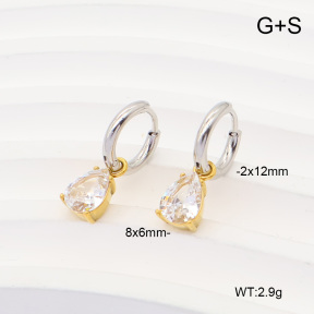 6E4004971bbov-908  316 Pin 14K PVD Zircon  Stainless Steel Earrings