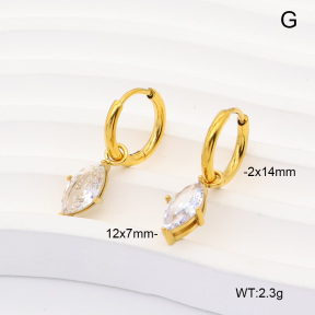 6E4004972bhva-908  316 Pin 14K PVD Zircon  Stainless Steel Earrings