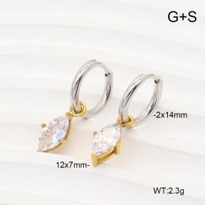 6E4004973vbpb-908  316 Pin 14K PVD Zircon  Stainless Steel Earrings