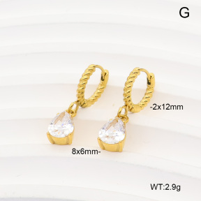 6E4004974bhva-908  316 Pin 14K PVD Zircon  Stainless Steel Earrings