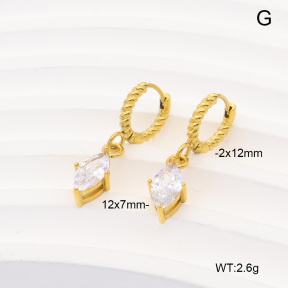 6E4004975vhha-908  316 Pin 14K PVD Zircon  Stainless Steel Earrings