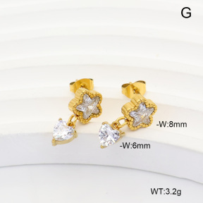 6E4004979vhha-908  316 Pin 14K PVD Zircon  Stainless Steel Earrings