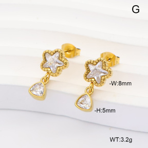 6E4004980vhha-908  316 Pin 14K PVD Zircon  Stainless Steel Earrings