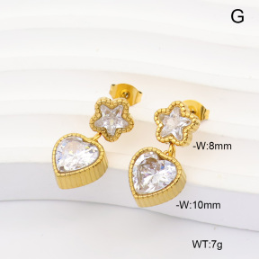 6E4004981bhia-908  316 Pin 14K PVD Zircon  Stainless Steel Earrings