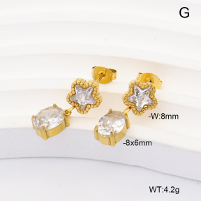 6E4004982vhha-908  316 Pin 14K PVD Zircon  Stainless Steel Earrings