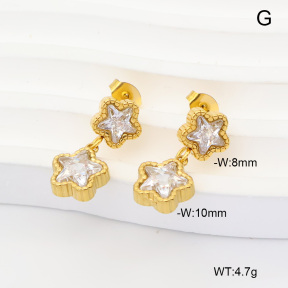 6E4004984bhia-908  316 Pin 14K PVD Zircon  Stainless Steel Earrings