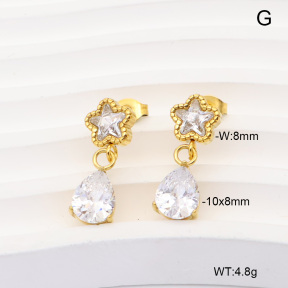 6E4004985bhia-908  316 Pin 14K PVD Zircon  Stainless Steel Earrings
