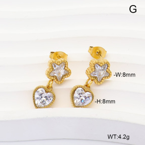 6E4004986bhia-908  316 Pin 14K PVD Zircon  Stainless Steel Earrings