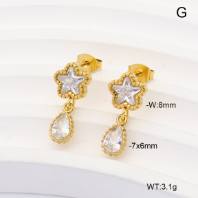 6E4004987vhha-908  316 Pin 14K PVD Zircon  Stainless Steel Earrings