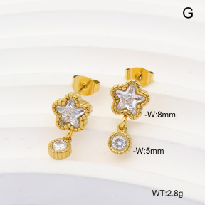 6E4004989vhha-908  316 Pin 14K PVD Zircon  Stainless Steel Earrings