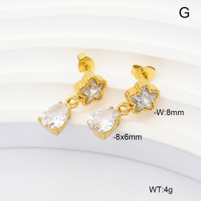 6E4004990vhha-908  316 Pin 14K PVD Zircon  Stainless Steel Earrings