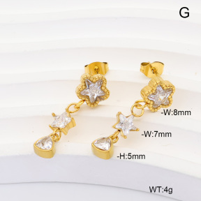 6E4004991vhmv-908  316 Pin 14K PVD Zircon  Stainless Steel Earrings