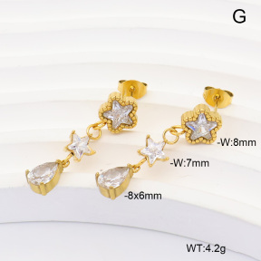 6E4004992vhmv-908  316 Pin 14K PVD Zircon  Stainless Steel Earrings