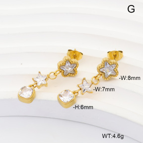 6E4004993vhmv-908  316 Pin 14K PVD Zircon  Stainless Steel Earrings