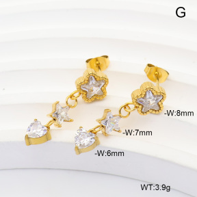 6E4004994vhmv-908  316 Pin 14K PVD Zircon  Stainless Steel Earrings