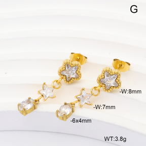 6E4004995vhmv-908  316 Pin 14K PVD Zircon  Stainless Steel Earrings