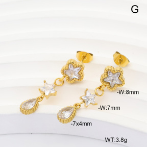 6E4004996vhmv-908  316 Pin 14K PVD Zircon  Stainless Steel Earrings