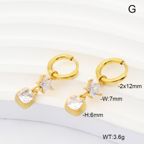 6E4004997vhkb-908  316 Pin 14K PVD Zircon  Stainless Steel Earrings