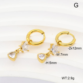 6E4004999vhkb-908  316 Pin 14K PVD Zircon  Stainless Steel Earrings