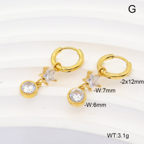 6E4005000vhkb-908  316 Pin 14K PVD Zircon  Stainless Steel Earrings