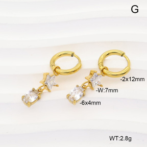 6E4005001vhkb-908  316 Pin 14K PVD Zircon  Stainless Steel Earrings