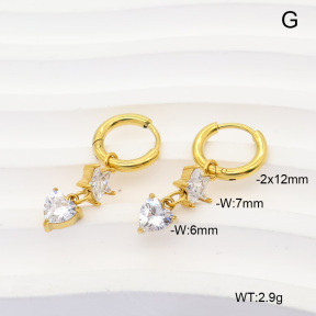 6E4005002vhkb-908  316 Pin 14K PVD Zircon  Stainless Steel Earrings