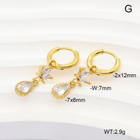 6E4005003vhkb-908  316 Pin 14K PVD Zircon  Stainless Steel Earrings