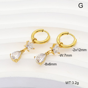 6E4005004vhkb-908  316 Pin 14K PVD Zircon  Stainless Steel Earrings
