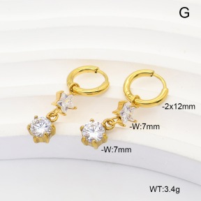 6E4005005vhkb-908  316 Pin 14K PVD Zircon  Stainless Steel Earrings