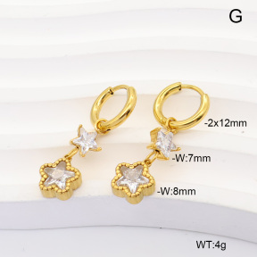 6E4005006vhkb-908  316 Pin 14K PVD Zircon  Stainless Steel Earrings
