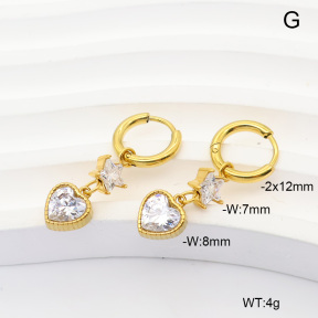 6E4005007vhkb-908  316 Pin 14K PVD Zircon  Stainless Steel Earrings