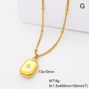 6N4004811bbml-908  14K PVD Czech Stones  Stainless Steel Necklace