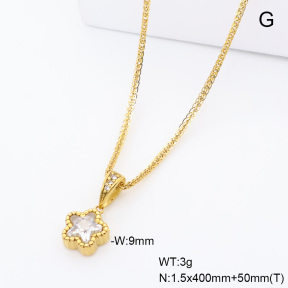 6N4004813bhva-908  14K PVD Czech Stones & Zircon  Stainless Steel Necklace
