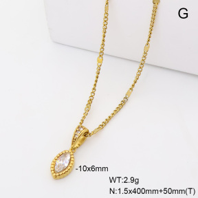 6N4004815bbov-908  14K PVD Czech Stones & Zircon  Stainless Steel Necklace