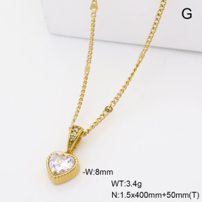 6N4004816abol-908  14K PVD Czech Stones & Zircon  Stainless Steel Necklace