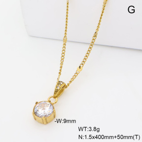 6N4004817abol-908  14K PVD Czech Stones & Zircon  Stainless Steel Necklace