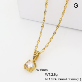 6N4004823abol-908  14K PVD Czech Stones & Zircon  Stainless Steel Necklace