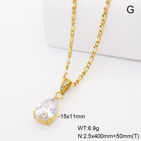 6N4004825vhha-908  14K PVD Czech Stones & Zircon  Stainless Steel Necklace