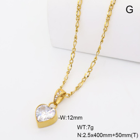 6N4004826vhha-908  14K PVD Czech Stones & Zircon  Stainless Steel Necklace
