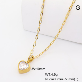 6N4004827vbpb-908  14K PVD Czech Stones & Zircon  Stainless Steel Necklace