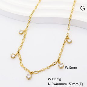 6N4004831vhov-908  14K PVD Zircon  Stainless Steel Necklace